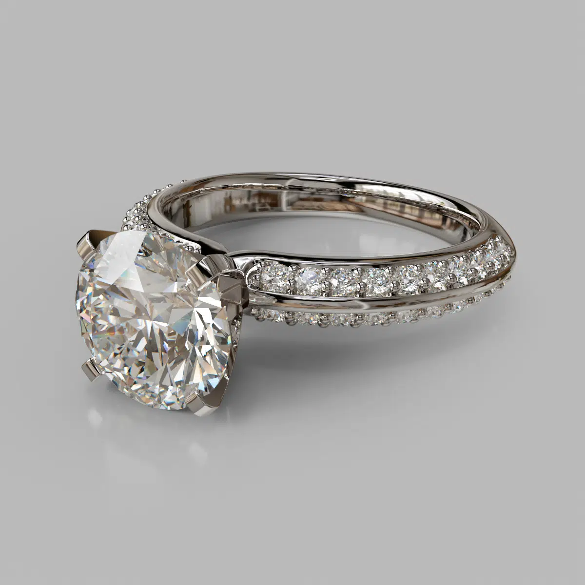 Knife Edge Pave Round Cut Moissanite Engagement Ring Knife Edge Pave Round Cut Moissanite Engagement Ring