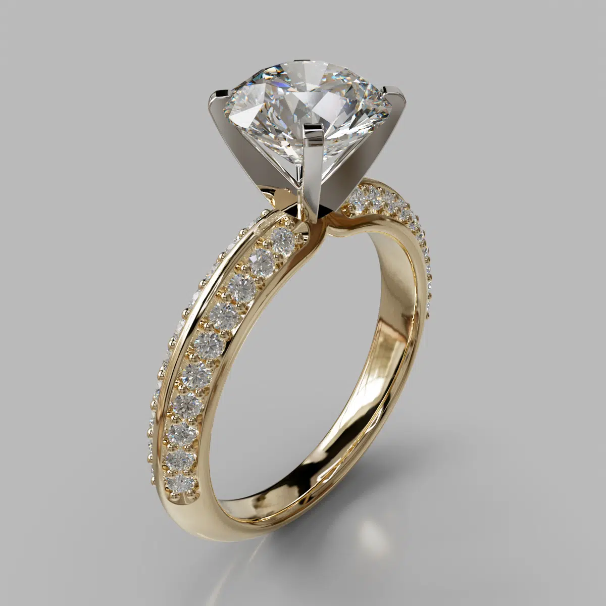 Knife Edge Pave Round Cut Moissanite Engagement Ring Knife Edge Pave Round Cut Moissanite Engagement Ring