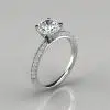 Knife Edge Pave Round Cut Moissanite Engagement Ring