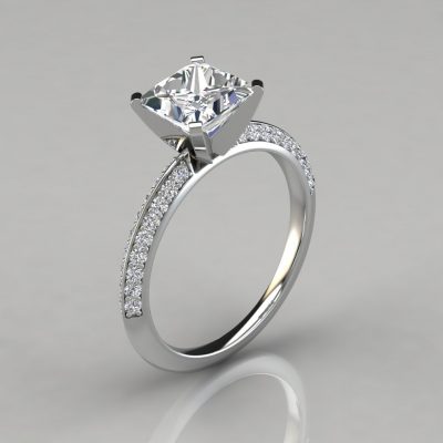 Two Sided Princess Cut Moissanite Engagement Ring