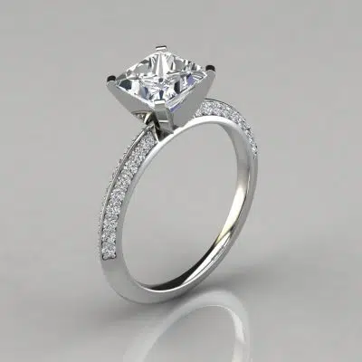 Two Sided Princess Cut Moissanite Engagement Ring