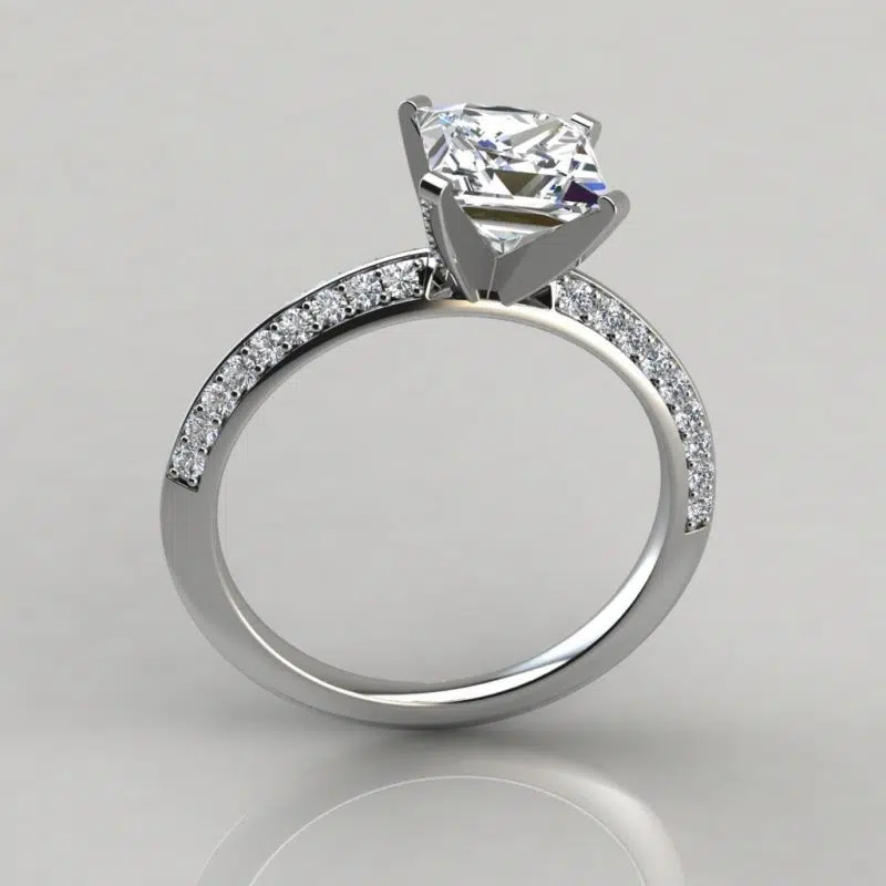 Two Sided Princess Cut Moissanite Engagement Ring