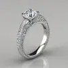 Vintage Hand Engraved Moissanite Engagement Ring