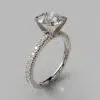 French Pave Cut Moissanite Engagement Ring