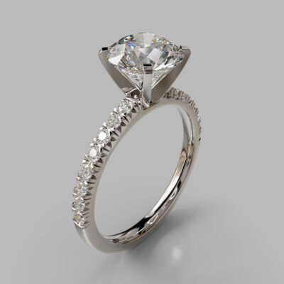 French Pave Cut Moissanite Engagement Ring French Pave Cut Moissanite Engagement Ring