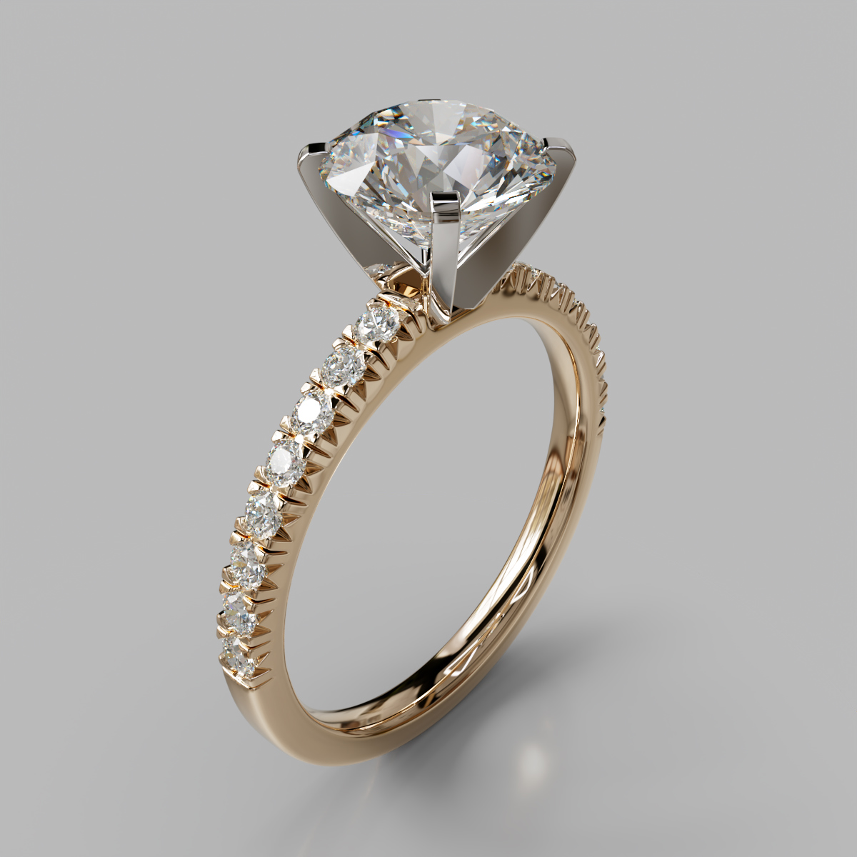 French Pave Cut Moissanite Engagement Ring French Pave Cut Moissanite Engagement Ring