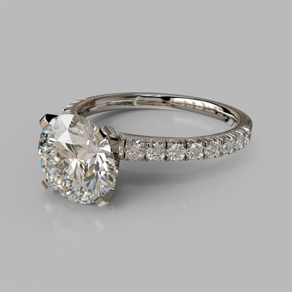French Pave Cut Moissanite Engagement Ring French Pave Cut Moissanite Engagement Ring