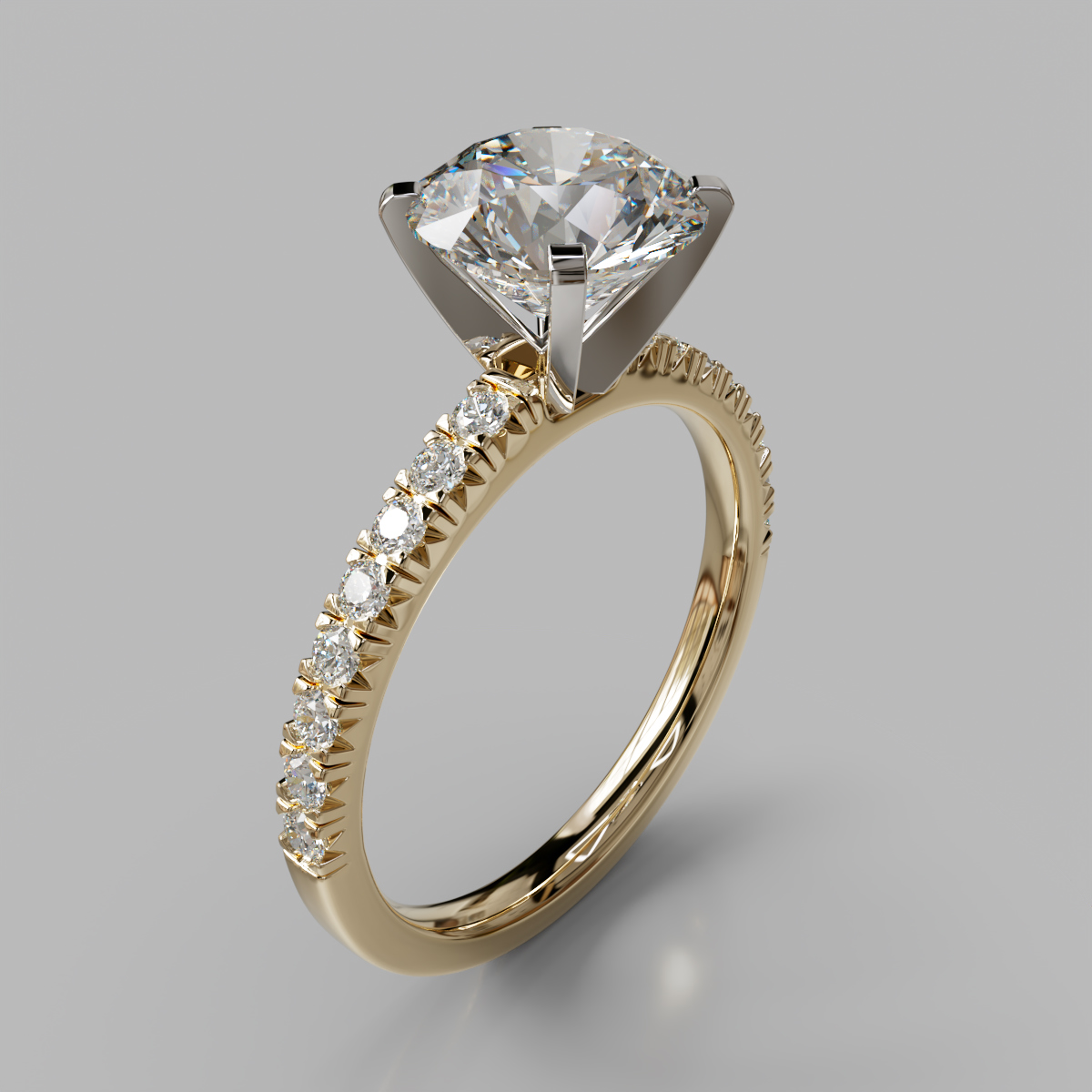 French Pave Cut Moissanite Engagement Ring French Pave Cut Moissanite Engagement Ring