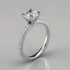 French Pave Cut Moissanite Engagement Ring