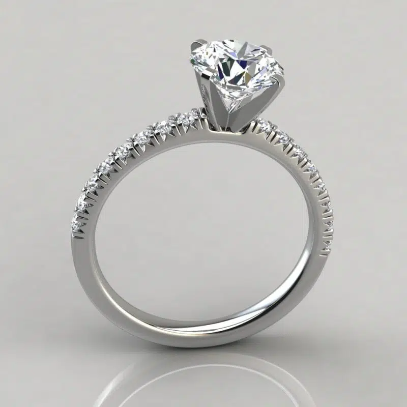 French Pave Cut Moissanite Engagement Ring