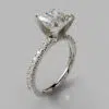 Princess Cut French Pave Moissanite Engagement Ring