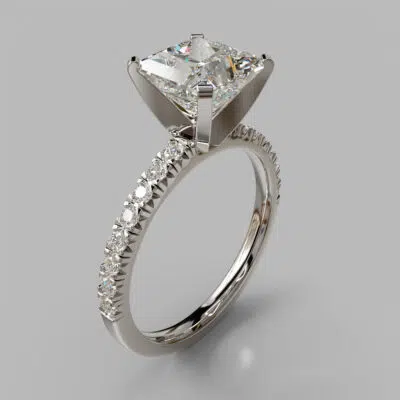 Princess Cut French Pave Moissanite Engagement Ring Princess Cut French Pave Moissanite Engagement Ring