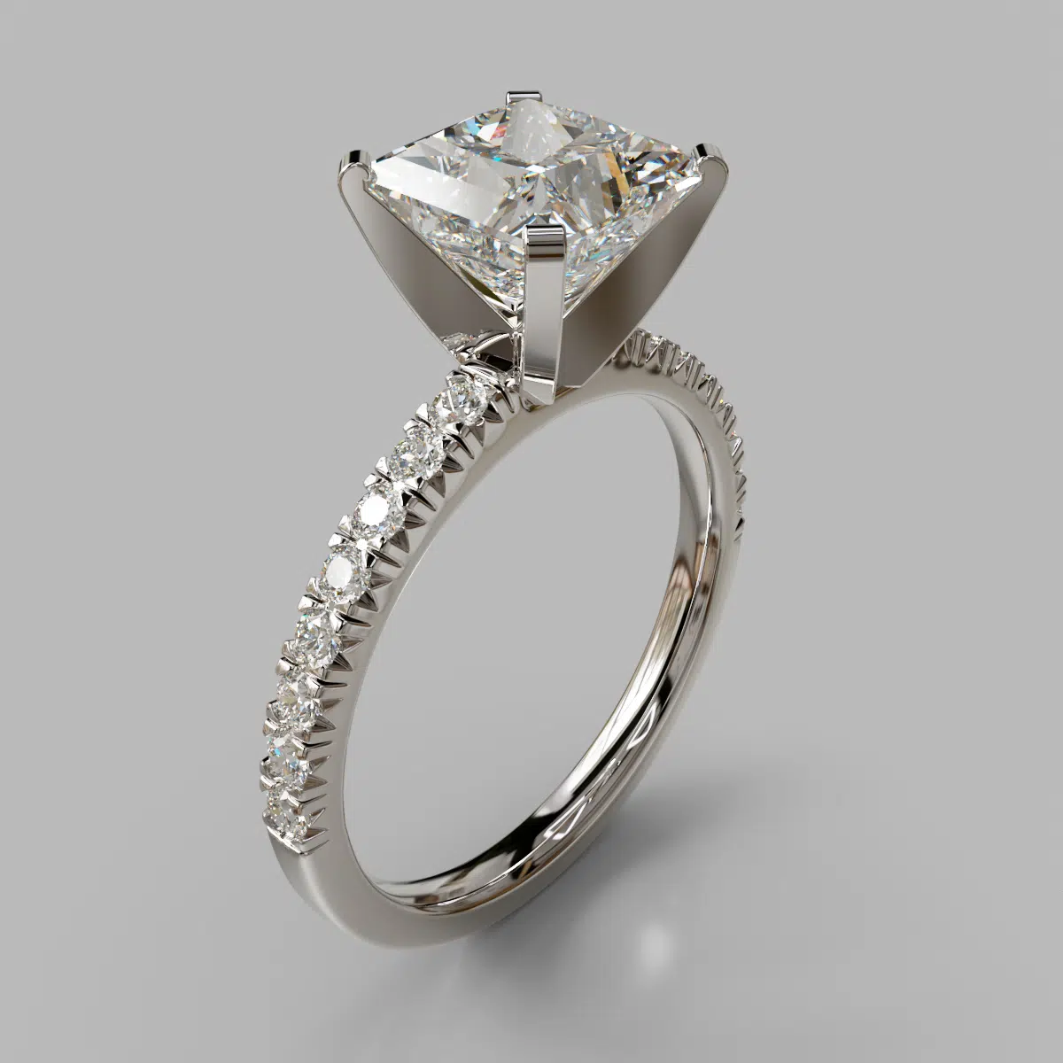 Princess Cut French Pave Moissanite Engagement Ring Princess Cut French Pave Moissanite Engagement Ring