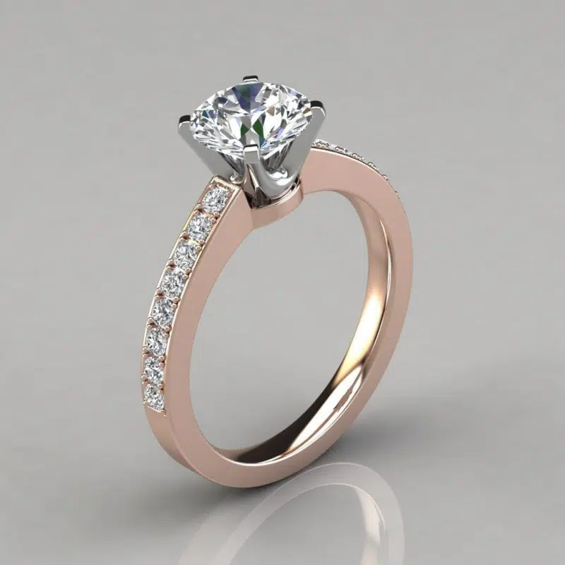 Novo Design Round Cut Moissanite Engagement Ring