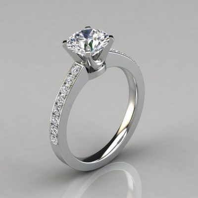 Novo Design Round Cut Moissanite Engagement Ring