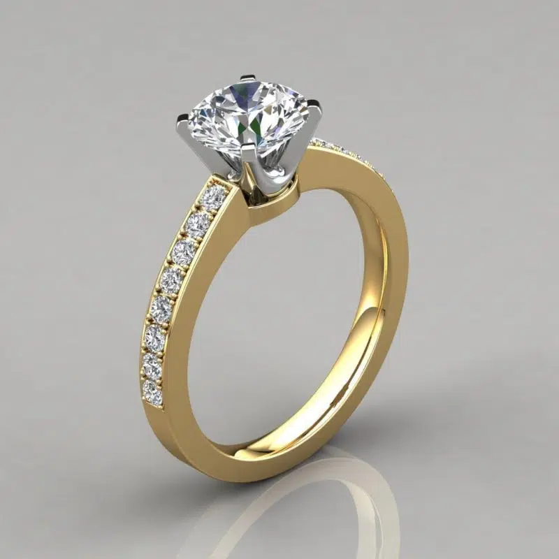 Novo Design Round Cut Moissanite Engagement Ring