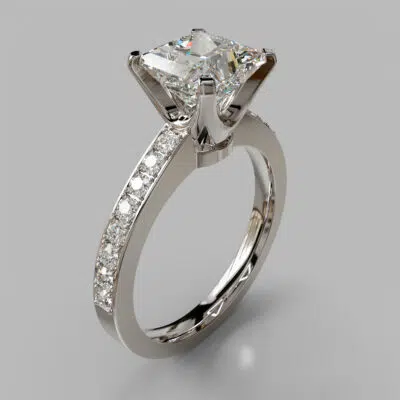 Novo Design Pave Princess Cut Moissanite Engagement Ring Novo Design Pave Princess Cut Moissanite Engagement Ring