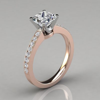 Novo Design Pave Princess Cut Moissanite Engagement Ring | Forever ...