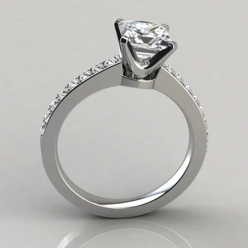 Novo Design Pave Princess Cut Moissanite Engagement Ring