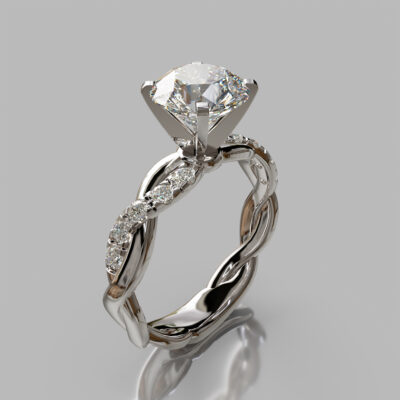 Twist Round Cut Moissanite Engagement Ring