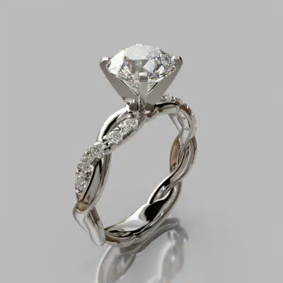 Twist Round Cut Moissanite Engagement Ring