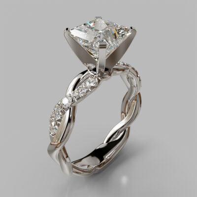 Twist Princess Cut Moissanite Engagement Ring