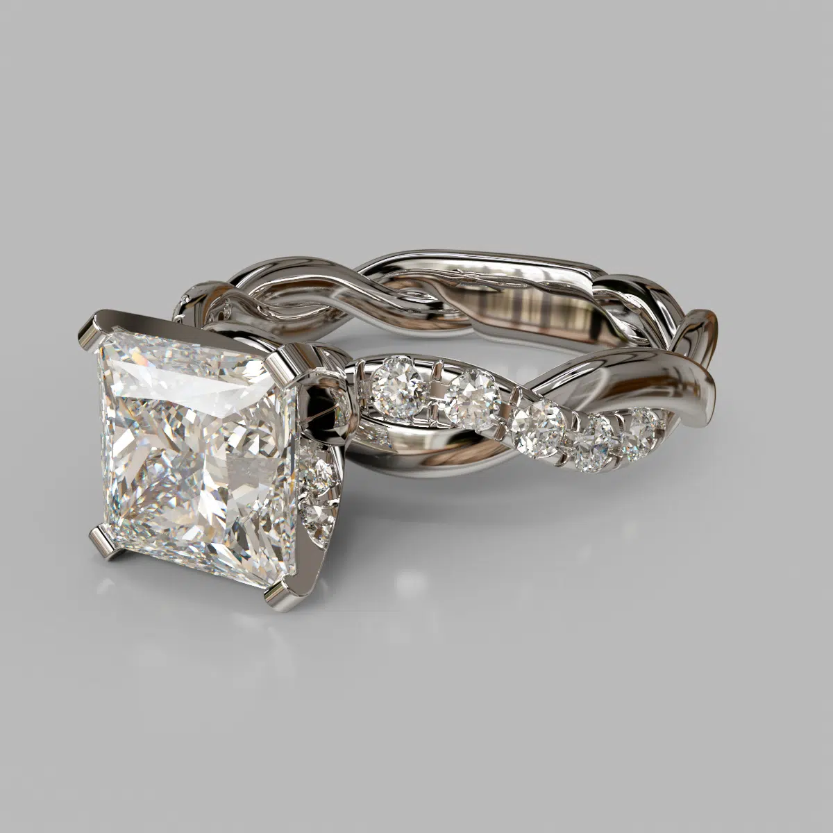 Twist Princess Cut Moissanite Engagement Ring Twist Princess Cut Moissanite Engagement Ring