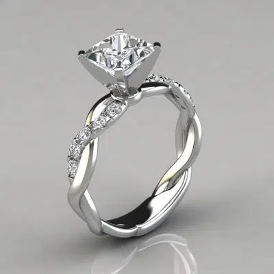 Twist Princess Cut Moissanite Engagement Ring