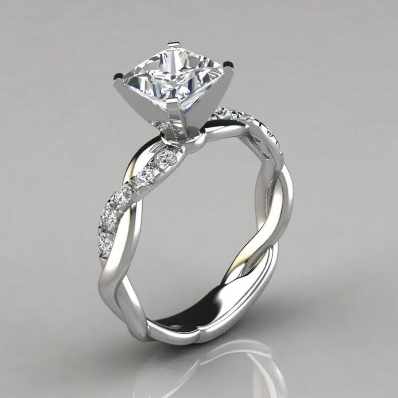 Twist Princess Cut Moissanite Engagement Ring