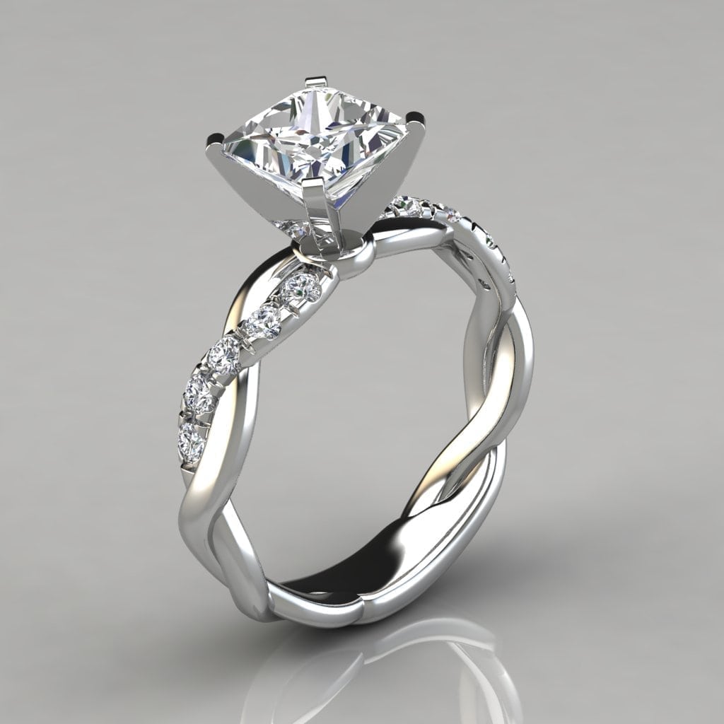 Twist Princess Cut Engagement Ring - Forever Moissanite