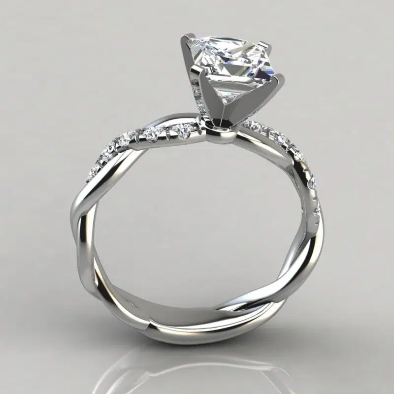 Twist Princess Cut Moissanite Engagement Ring