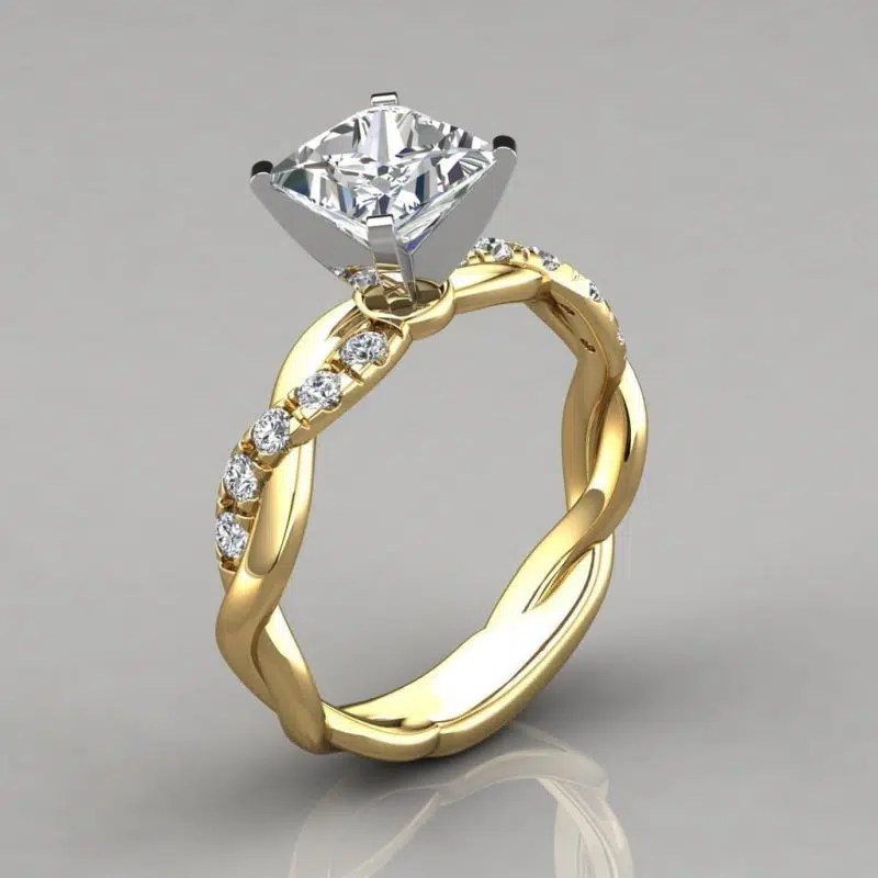 Twist Princess Cut Moissanite Engagement Ring