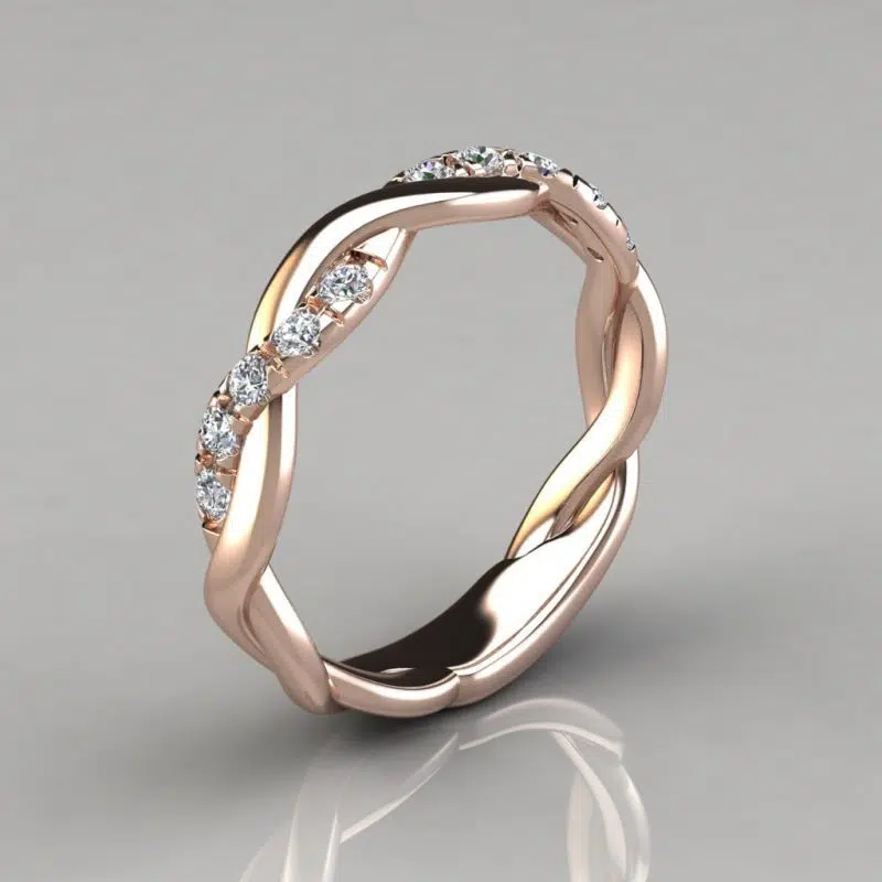 0.15Ct Twist Round Cut Moissanite Wedding Band Ring