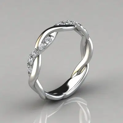 0.15Ct Twist Round Cut Moissanite Wedding Band Ring