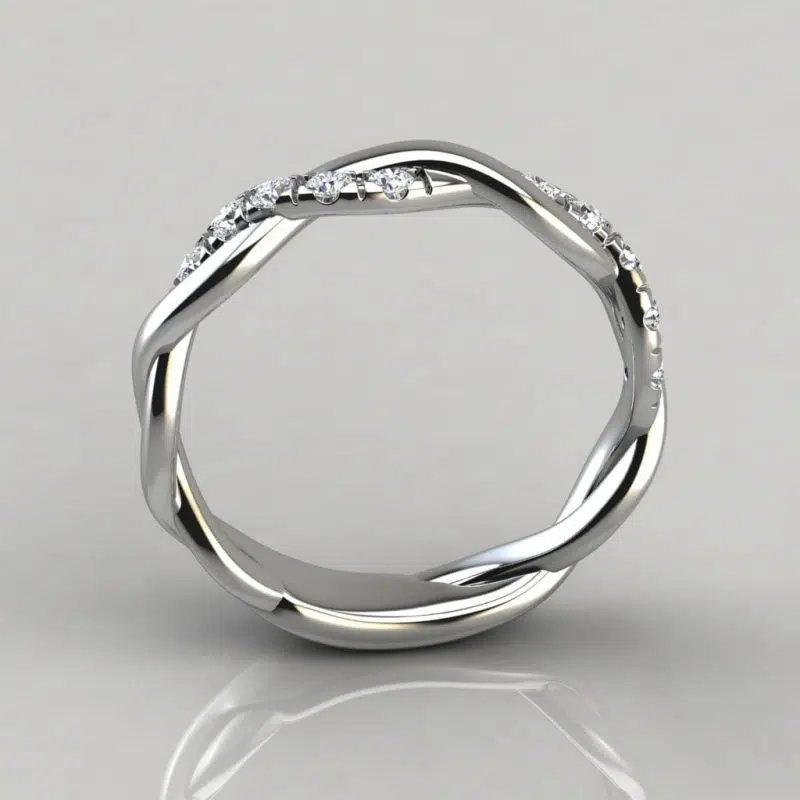 0.15Ct Twist Round Cut Moissanite Wedding Band Ring