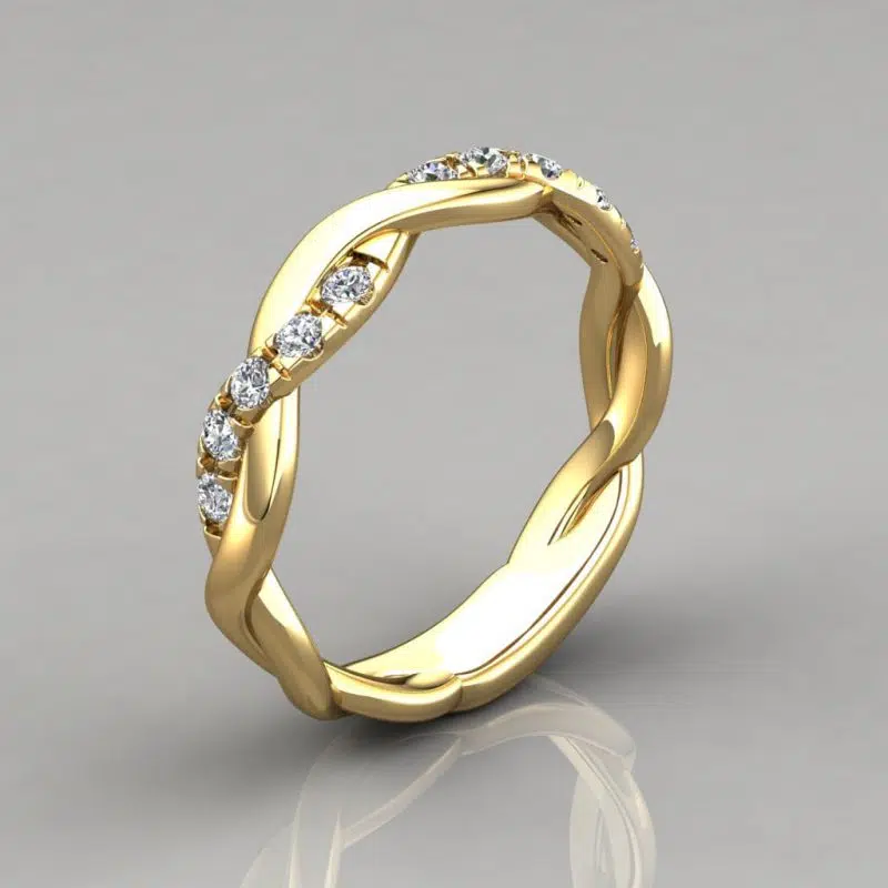 0.15Ct Twist Round Cut Moissanite Wedding Band Ring