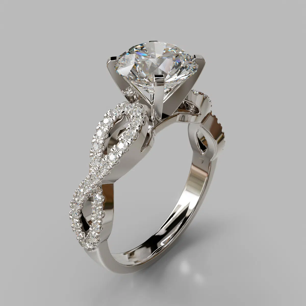 Infinity Design Round Cut Moissanite Engagement Ring Infinity Design Round Cut Moissanite Engagement Ring