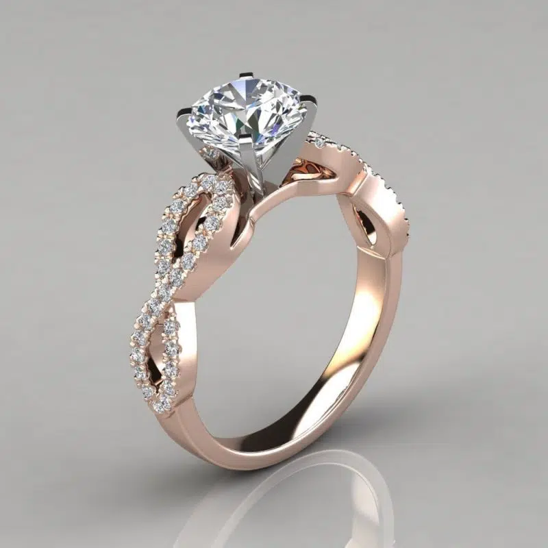 Infinity Design Round Cut Moissanite Engagement Ring