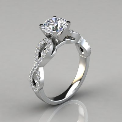 Infinity Design Round Cut Moissanite Engagement Ring