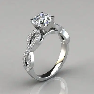 Infinity Design Round Cut Moissanite Engagement Ring