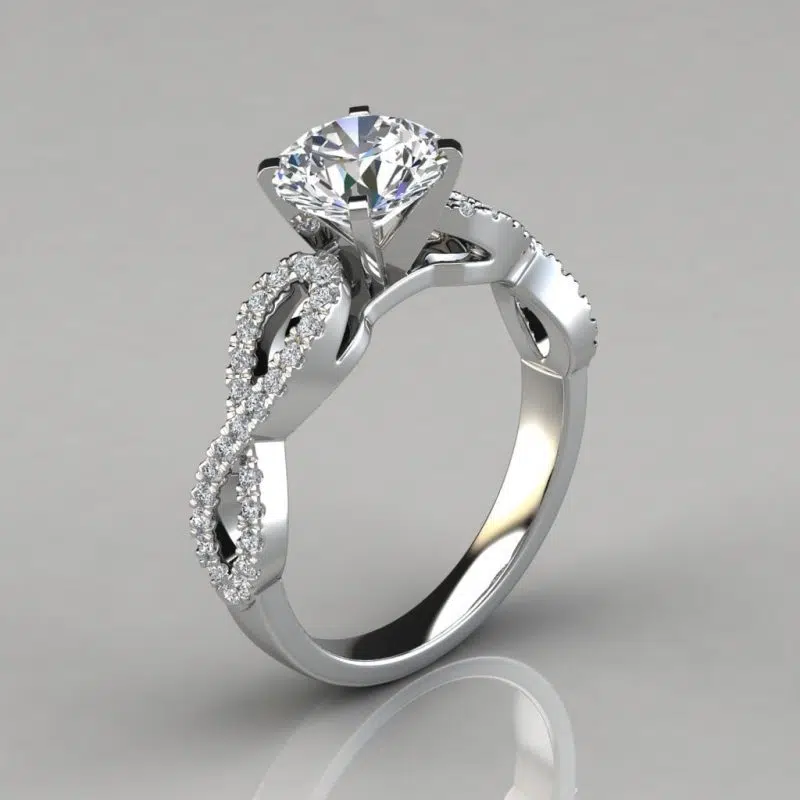 Infinity Design Round Cut Moissanite Engagement Ring