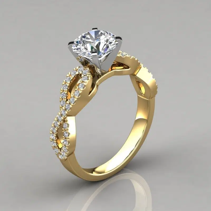 Infinity Design Round Cut Moissanite Engagement Ring