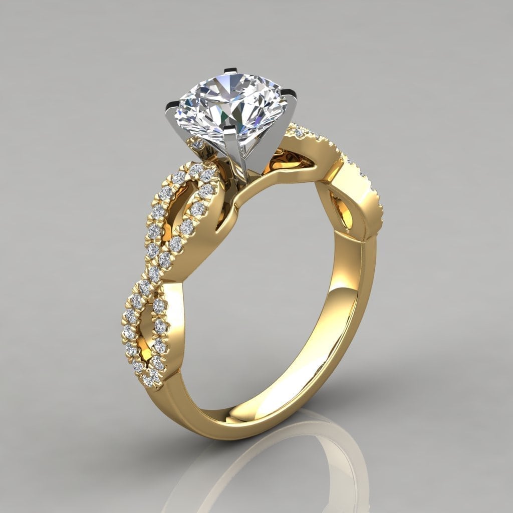 Infinity Design Round Cut Moissanite Engagement Ring | Forever Moissanite