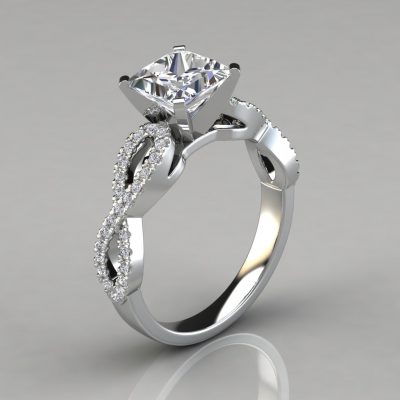 Infinity Design Princess Cut Moissanite Engagement Ring