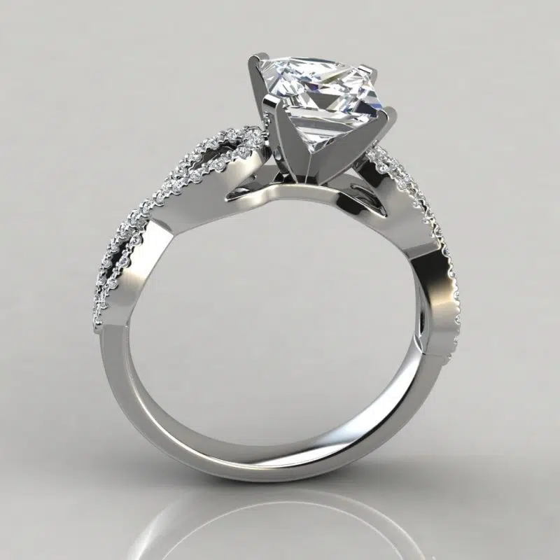 Infinity Design Princess Cut Moissanite Engagement Ring