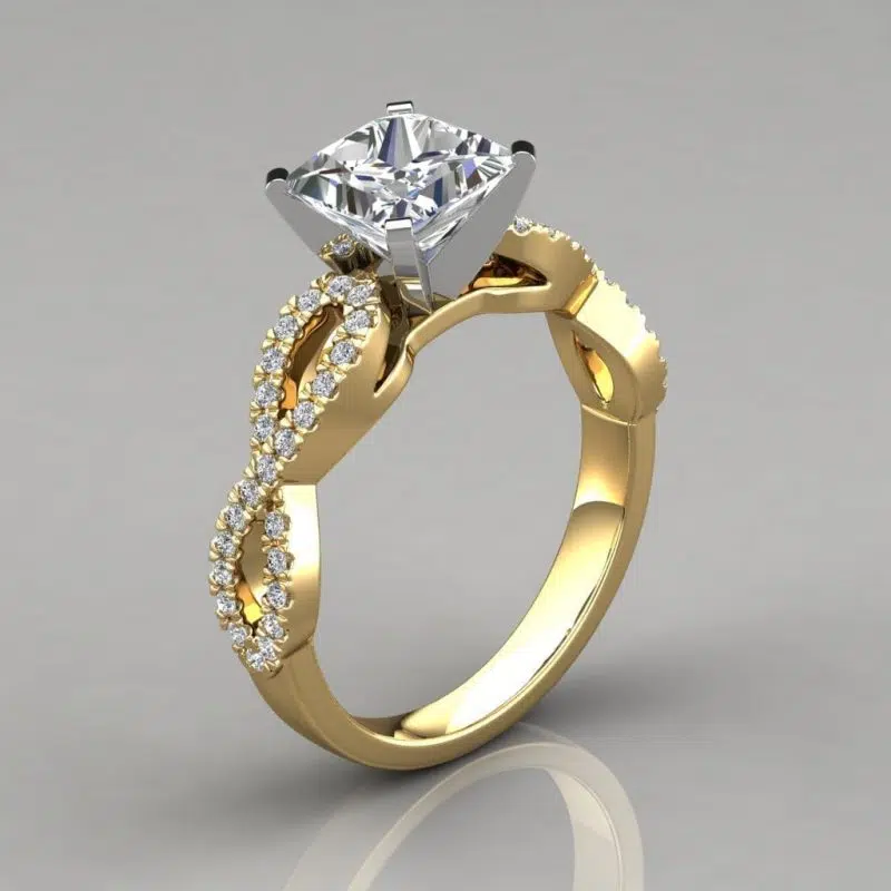 Infinity Design Princess Cut Moissanite Engagement Ring