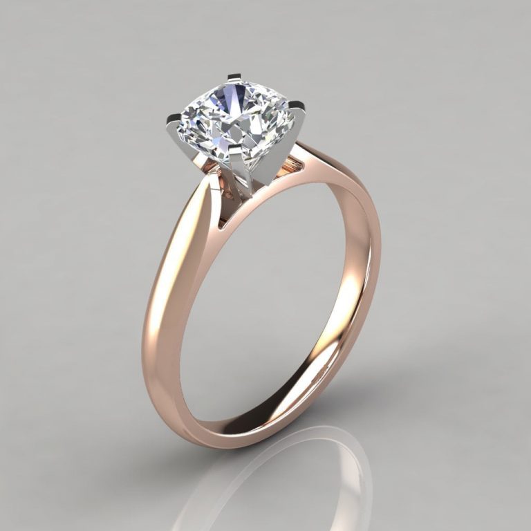Tapered Cathedral Solitaire Engagement Ring | Cushion Cut Moissanite ...