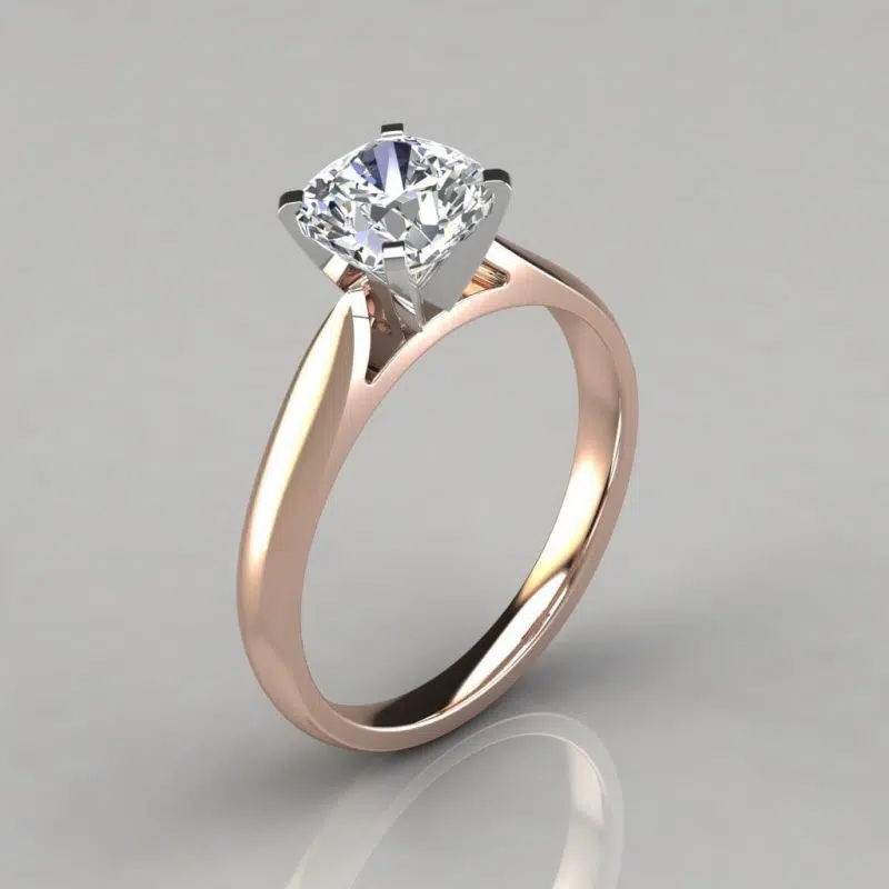 Tapered Cathedral Cushion Cut Engagement Ring
