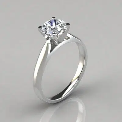 Tapered Cathedral Cushion Cut Engagement Ring