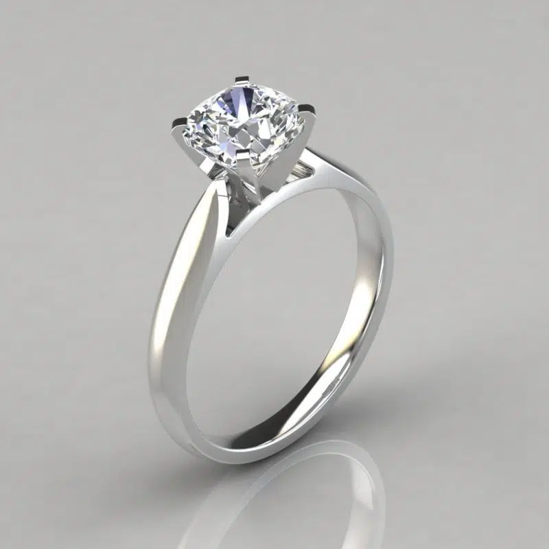 Tapered Cathedral Cushion Cut Engagement Ring